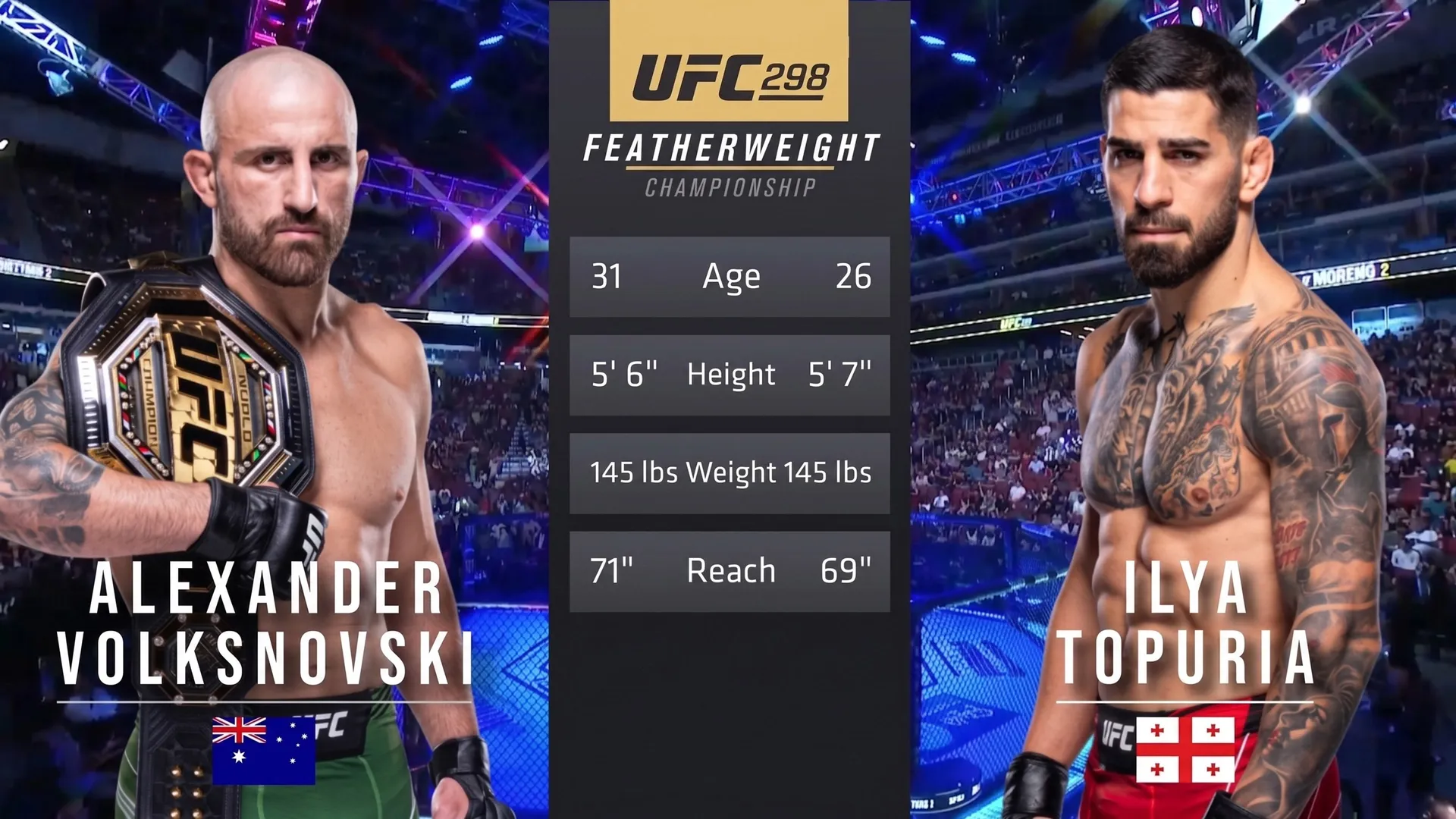 298: Alexander Volkanovski vs. Ilia Topuria Main Card